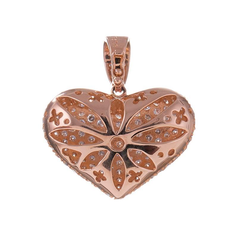 Diamond Gold Heart Pendant Enhancer In Excellent Condition In Carmel-by-the-Sea, CA