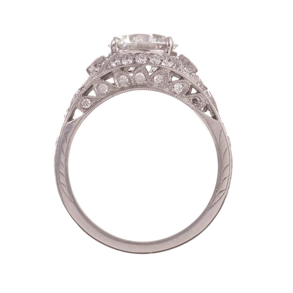 Women's 2.01 Carat Decorated Diamond platinum Engagement Ring