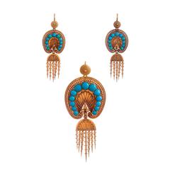 Victorian Turquoise Day-to-Night Earrings and Brooch Suite 12