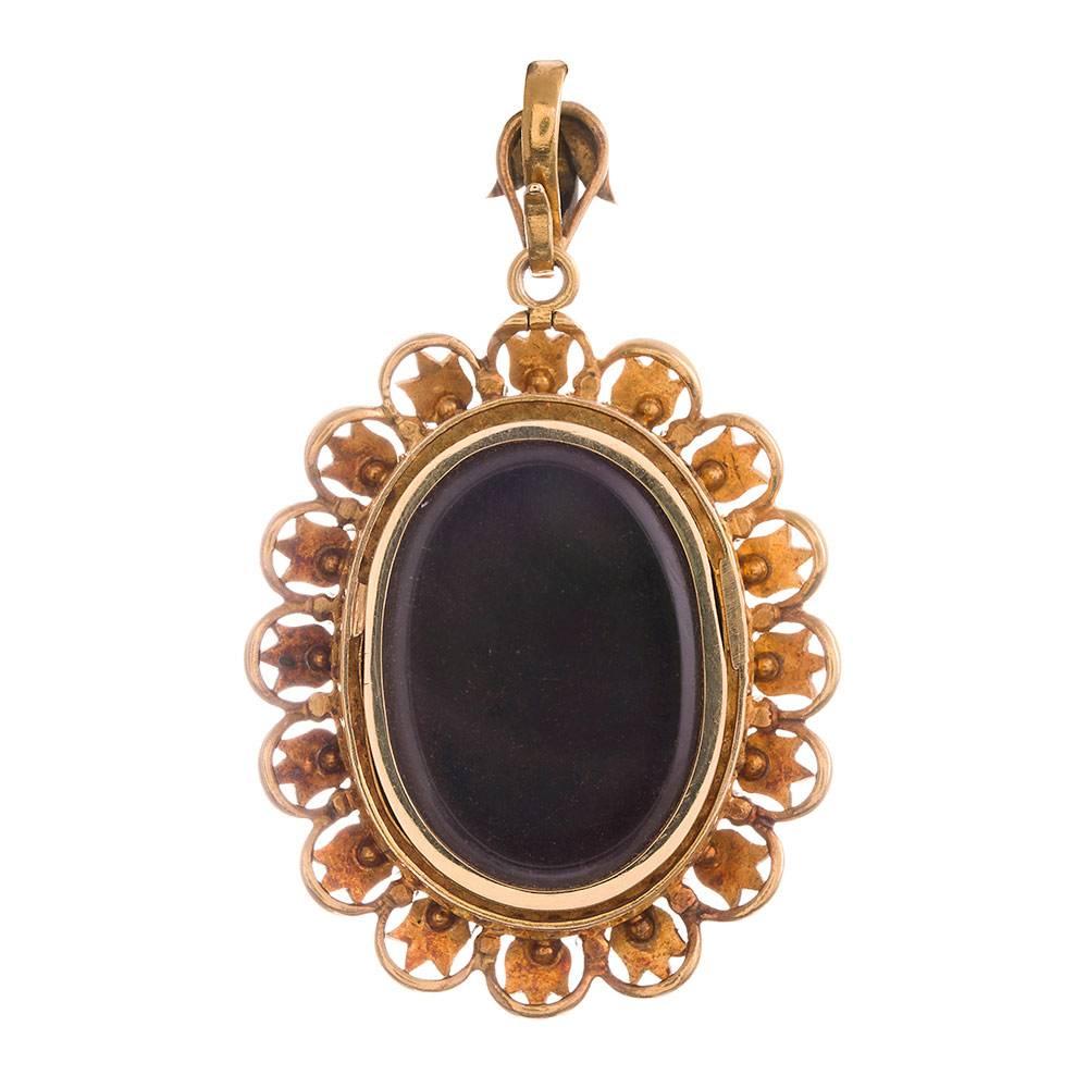 Victorian Hardstone Cameo Locket Pendant In Excellent Condition In Carmel-by-the-Sea, CA