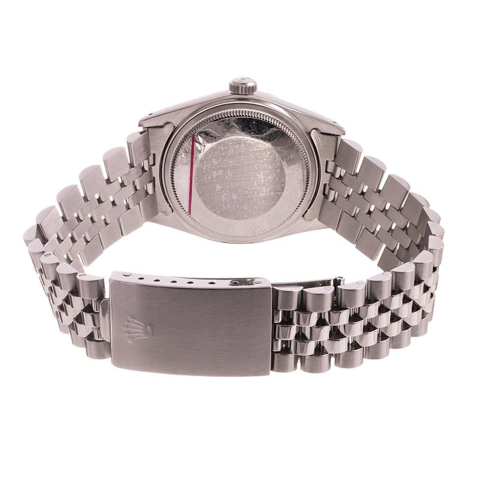 Rolex Datejust with Silver Diamond Dial Circa 1984 In Excellent Condition In Carmel-by-the-Sea, CA