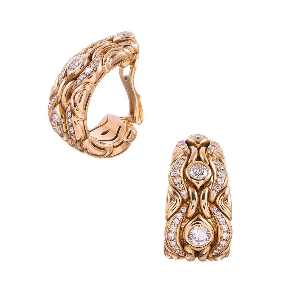 Bulgari Diamond Gold Necklace, Earrings and Bracelet Suite  1