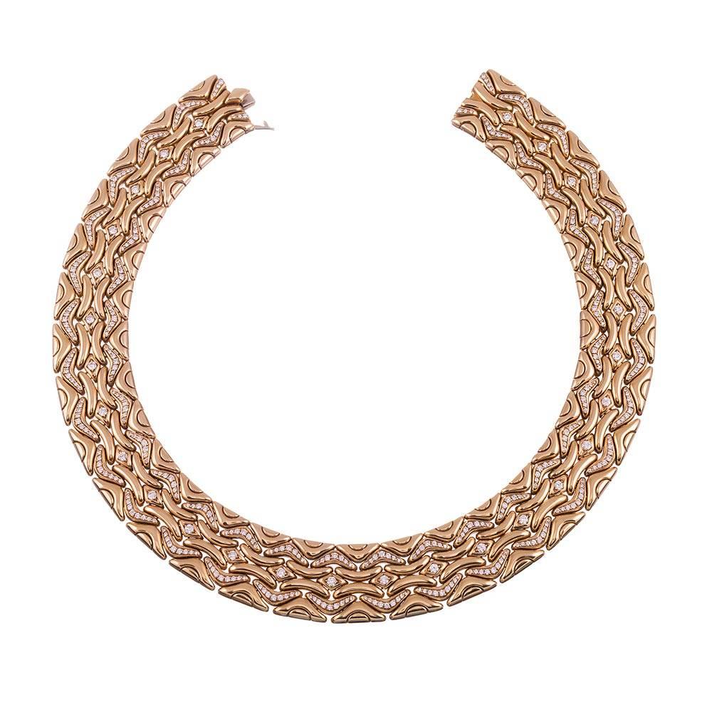 Bulgari Diamond Gold Necklace, Earrings and Bracelet Suite  4