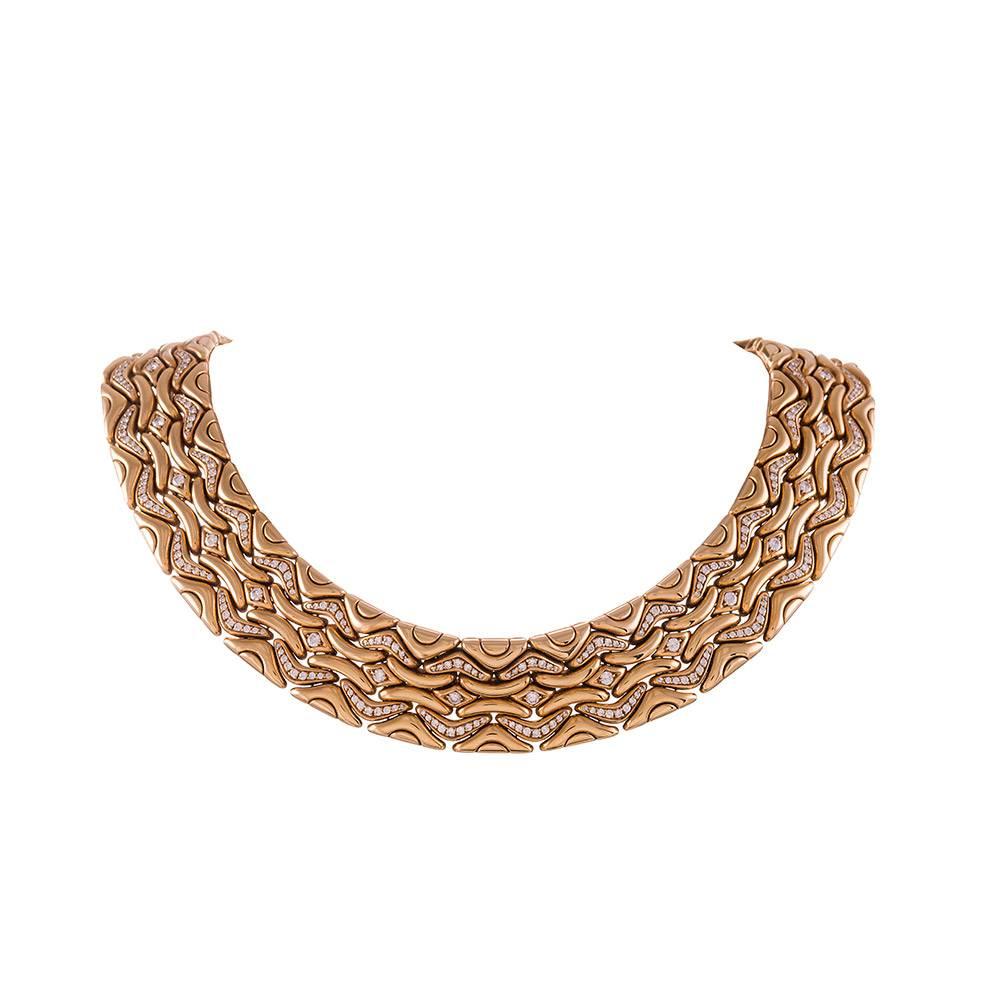 Bulgari Diamond Gold Necklace, Earrings and Bracelet Suite  3