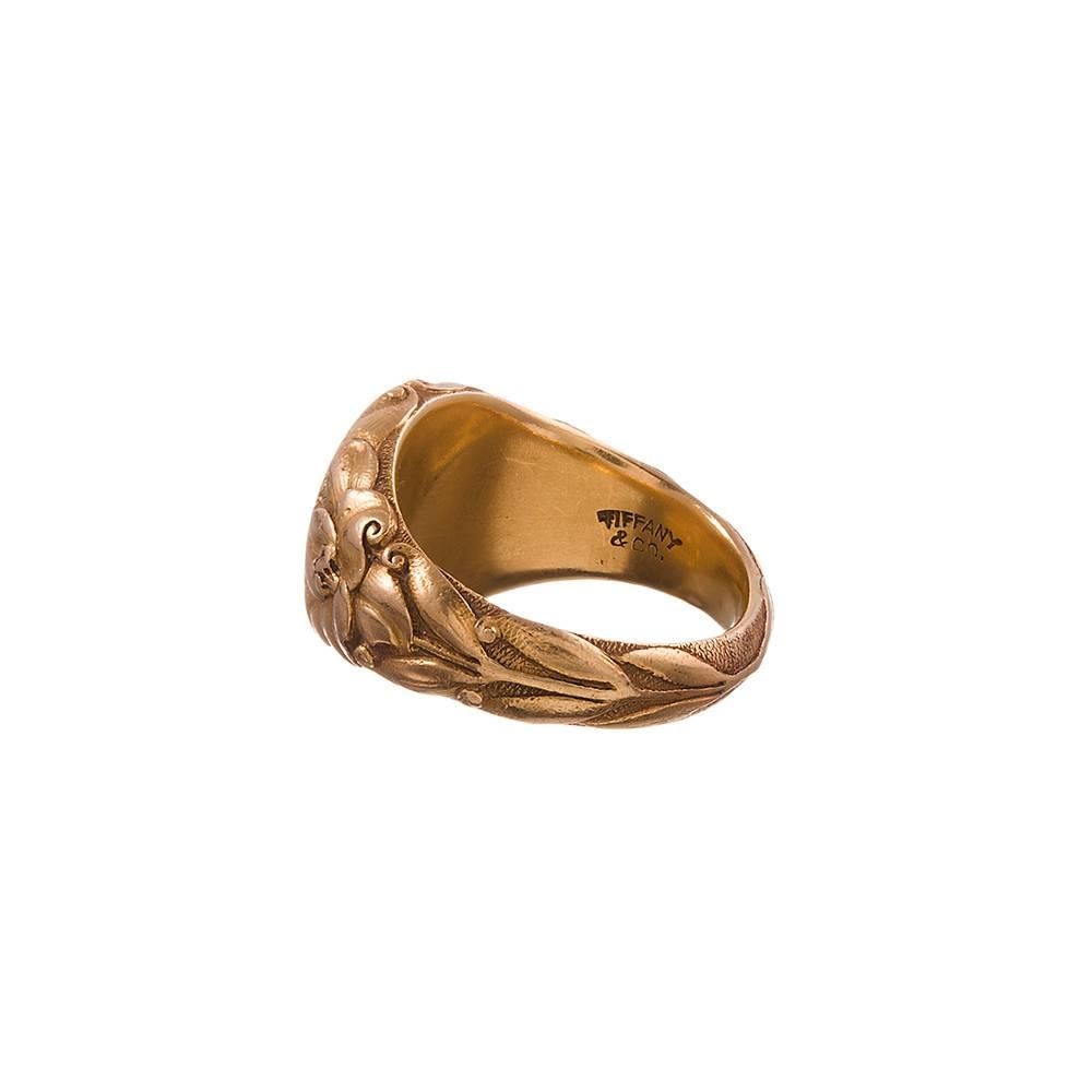 Tiffany & Co. Art Nouveau Gold Signet Ring In Excellent Condition In Carmel-by-the-Sea, CA