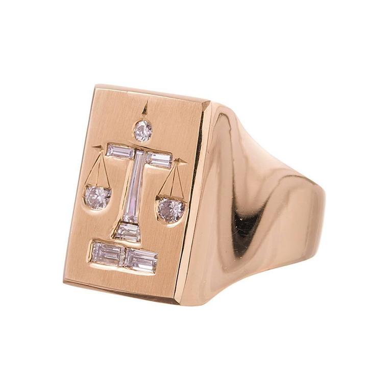 Diamond Gold Scales of Justice Plaque Ring at 1stDibs scales of