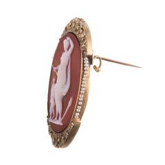 Woman and Cupid Stone Cameo with Seed Pearls