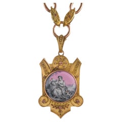 Relicario Victoriano Inglés "Amante de los Animales" Miniatura de Oro Bicolor