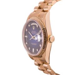 Rolex Yellow Gold Blue Vignette Diamond Dial Bark Day-Date Wristwatch Ref 18248