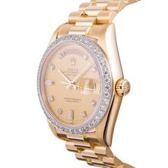Rolex Yellow Gold Diamond All Factory Day-Date Wristwatch Ref  #18048