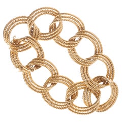 1960's Twisting Wire & Concentric Circle Stylized Bracelet in 18k Yellow Gold