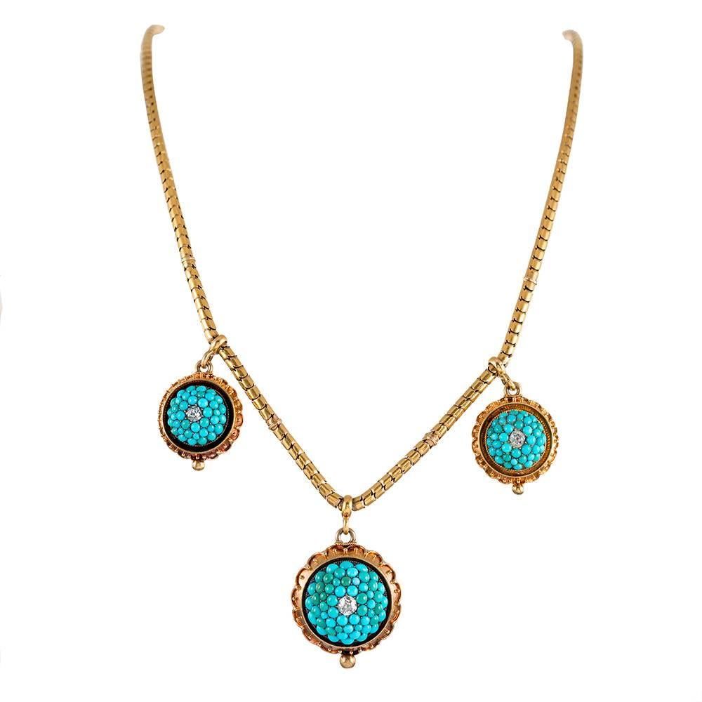 Antique Victorian Turquoise Diamond Necklace