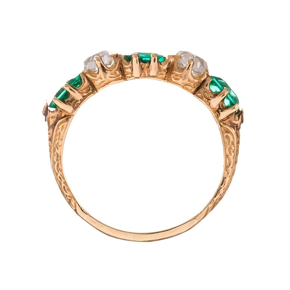 Women's Victorian Emerald and Diamond Five-Stone Ring