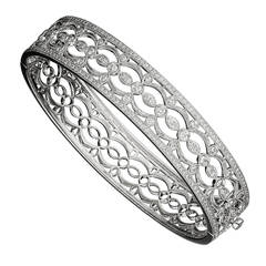 Diamond Open Filigree Gold Bangle Bracelet 9