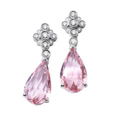 Enchanting Pink Morganite Diamond Drop Earrings