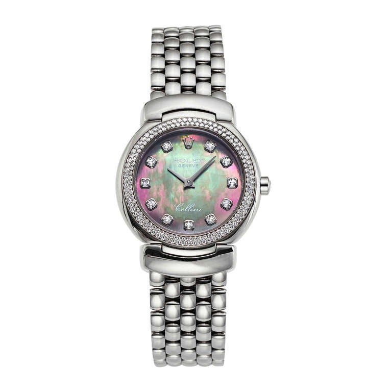 Rolex Lady's White Gold and Diamond Cellini Cellissima Wristwatch Ref 66719