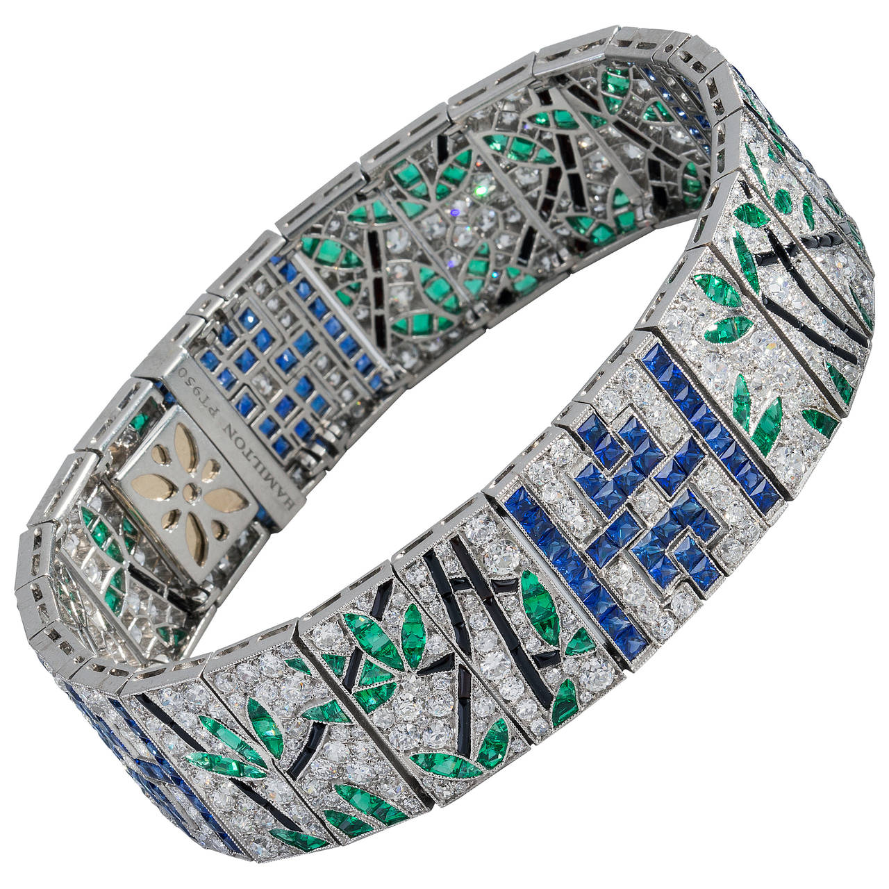 Art-Deco inspired Hamilton gemstone bracelet For Sale