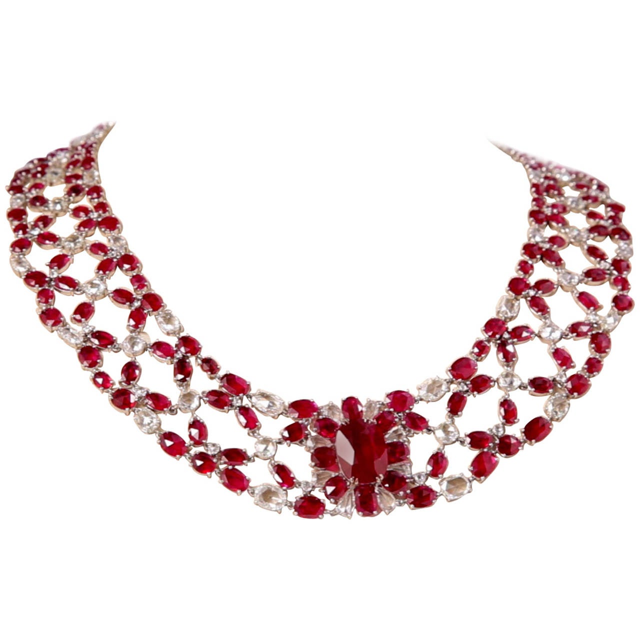 Breathtaking ruby and diamond necklace at 1stDibs