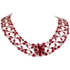 Breathtaking ruby and diamond necklace