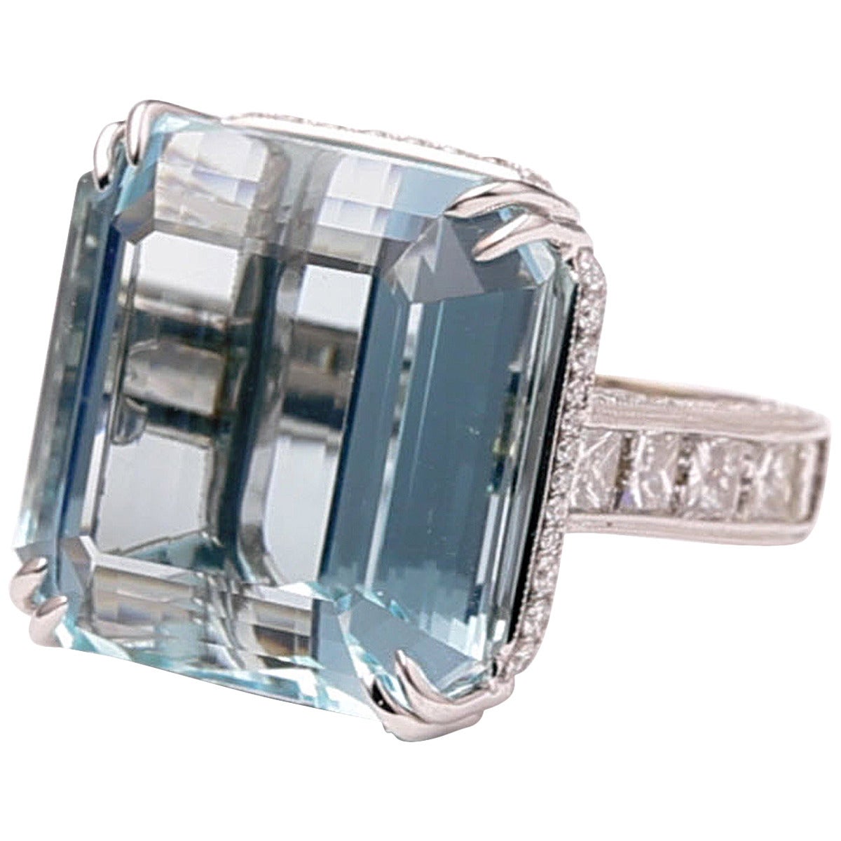 38.57 Carat Aquamarine Diamond Gold Cocktail Ring-Original Retail $48, 000 For Sale