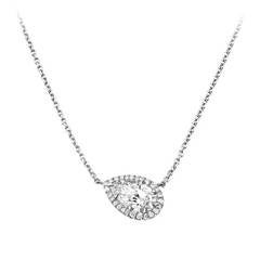 Stunning Pear-Shaped Diamond White Gold Pendant