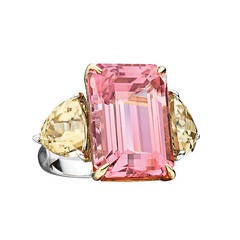Rare Pink Tourmaline Zircon Gold Ring
