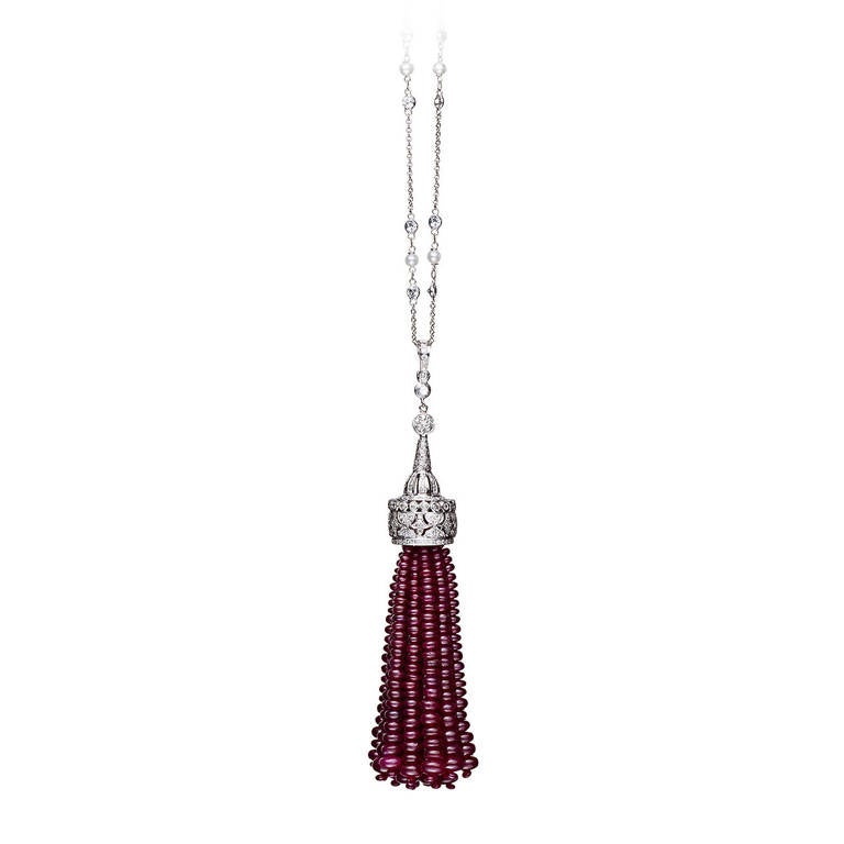 Ruby Diamond Tassel Necklace