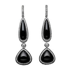 Exquisite Black Spinel Diamond Gold Drop Earrings 10