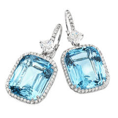 Atemberaubende Aquamarin- und Diamant-Ohrringe