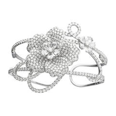 Diamond Gold Flower Cuff Bracelet