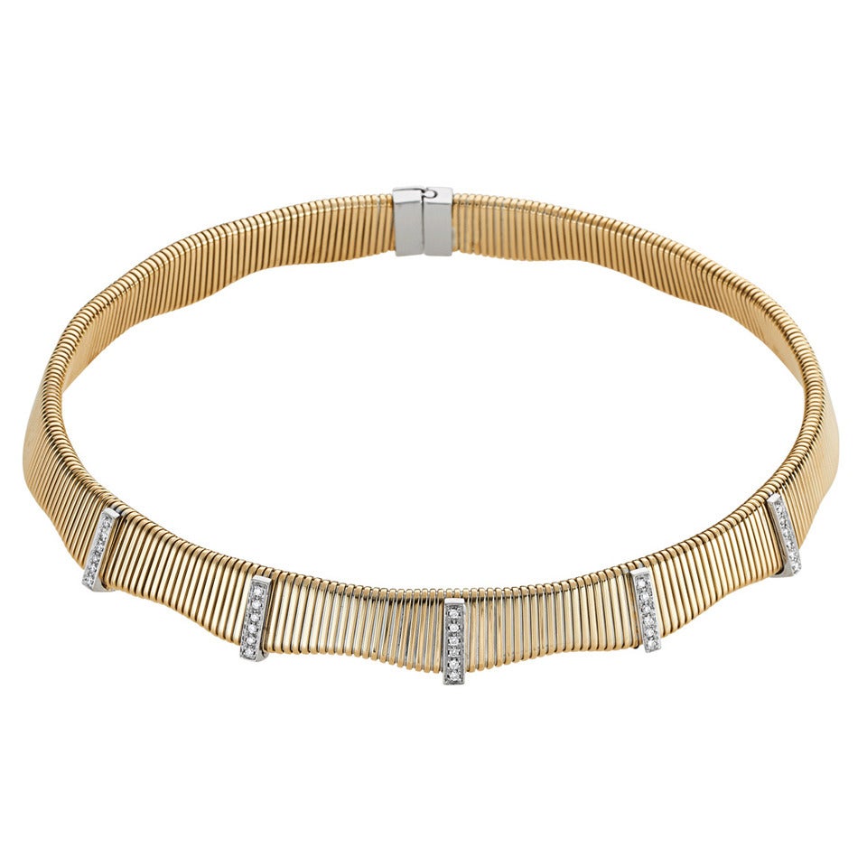 Flexible Diamond Gold Collar Necklace