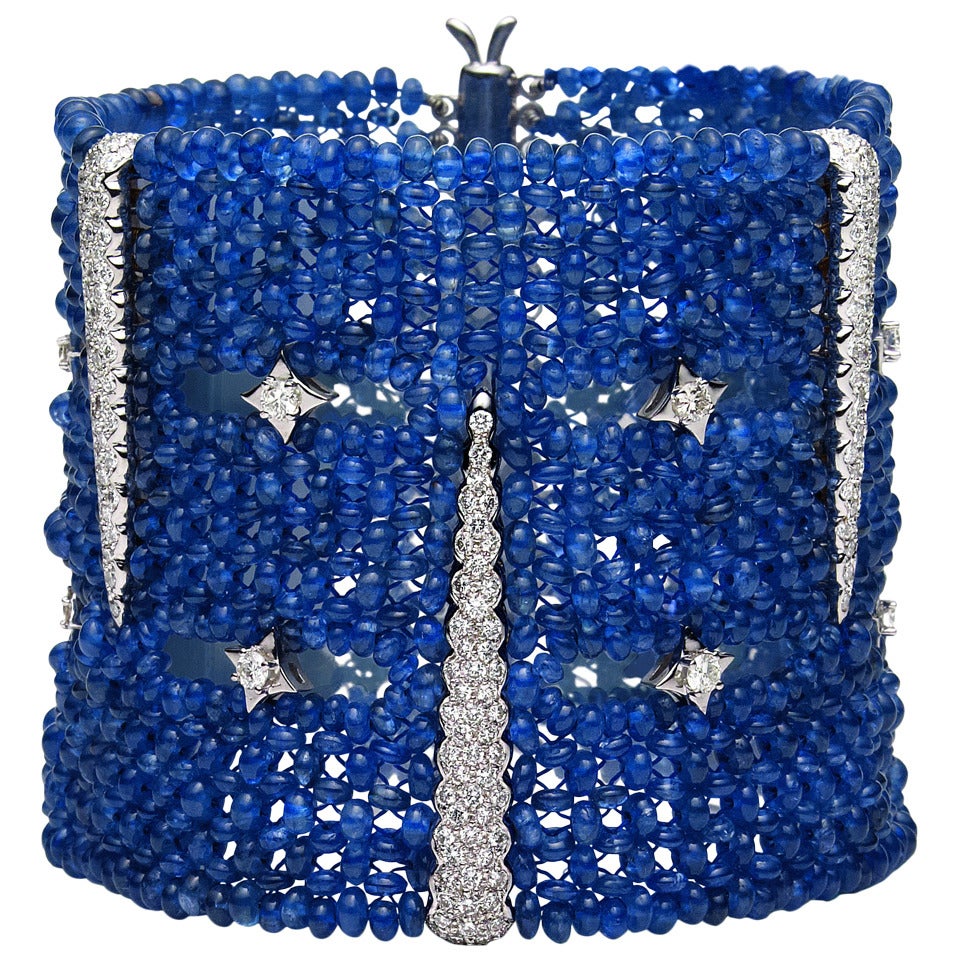 Distinctive Ceylon Sapphire Bead Bracelet For Sale