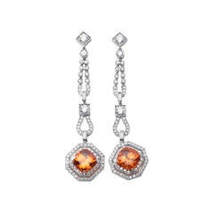Magnificent Mandarin garnet and diamond earrings