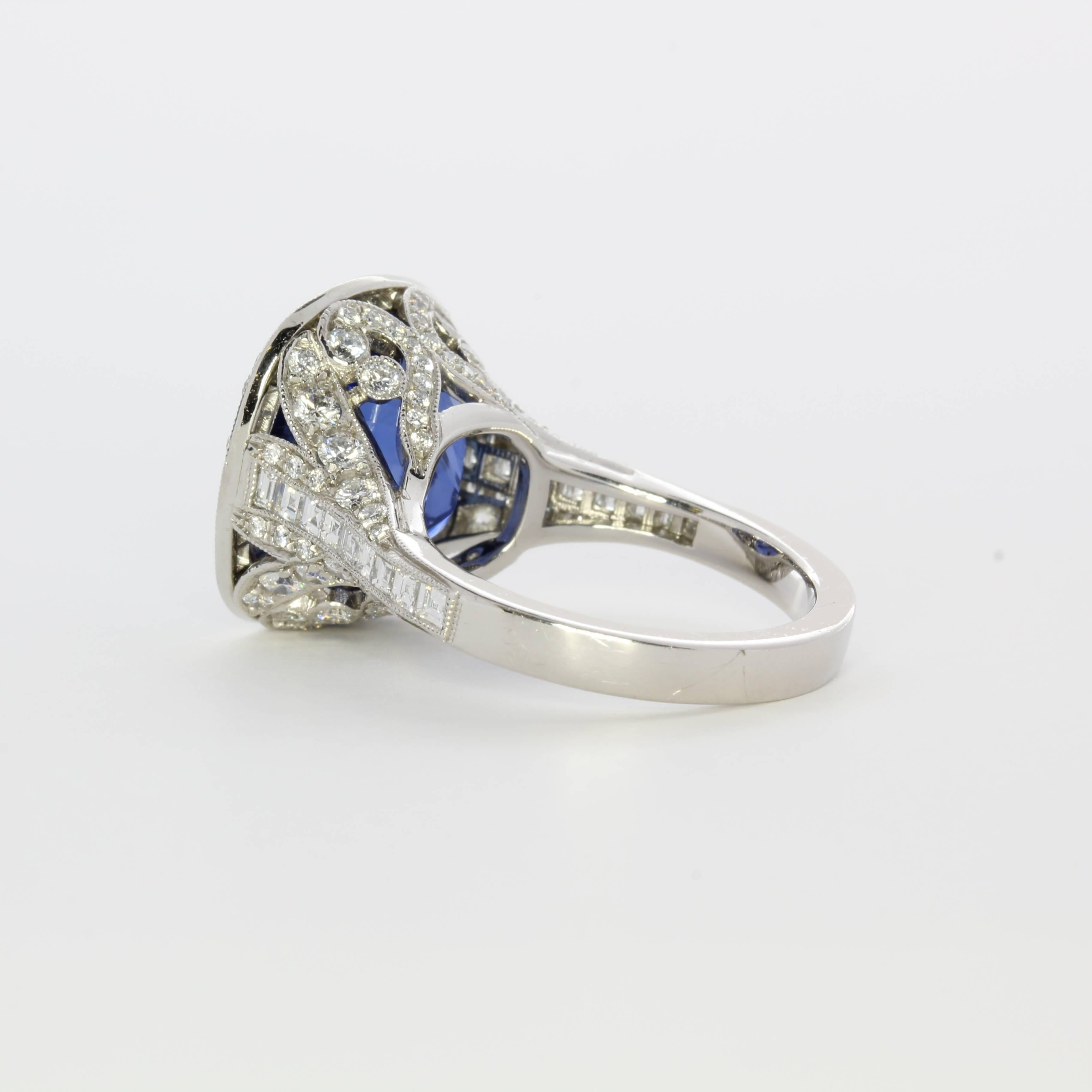 Natural Unheated 12.41 Carat Cushion Shaped Sapphire Ring In New Condition In Princeton, NJ