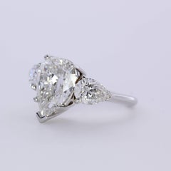 GIA Report 3.71 Carat Pear Shape Center Diamond Ring