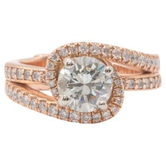 1.5 Carat Total GIA Certified Round Diamond Bypass Ring In 14k Rose Gold