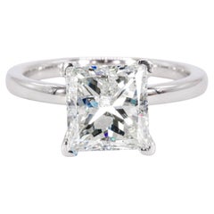 GIA 3.04CT Princess Cut Diamond in 14K White Gold Solitaire Engagement Ring