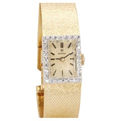 Vintage Omega 14K Yellow Gold Diamond Ladies Manual Wind Bracelet Watch