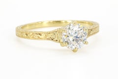 GIA Certified 0.90 Carat Round Brilliant Diamond in 18K Yellow Gold Ring