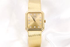 Reloj vintage Piaget Protocole de oro de 18 quilates con mecanismo de cuarzo y esfera de diamantes, ref. 8148 B12