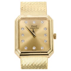 Reloj vintage Piaget Protocole de oro de 18 quilates con mecanismo de cuarzo y esfera de diamantes, ref. 8148 B12