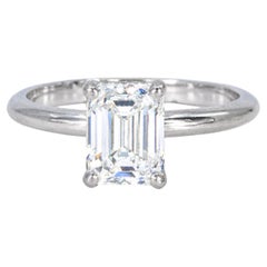 GIA 1.67 CT Emerald Cut Diamond in 14K White Gold Diamond Engagement Ring