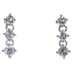 Magnifique boucles d'oreilles en goutte en or blanc 18 carats avec diamants naturels de 1,30 carat, certifiés IGI
