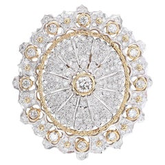 Dazzling 18k White & Yellow Gold Diamond Brooch with 2.70 ct Diamonds IGI Cert