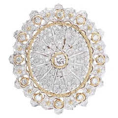 Deslumbrante Broche de Diamantes de Oro Blanco y Amarillo de 18k con Diamantes de 2,70 ct Certificado IGI