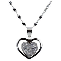 Sparkling 18K White Gold Heart Necklace