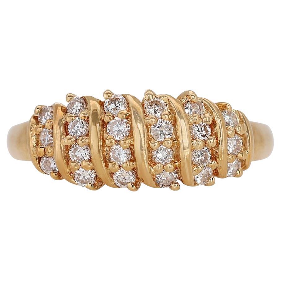 Élégante bague en or jaune 18 carats avec des diamants naturels de 0,33 carat