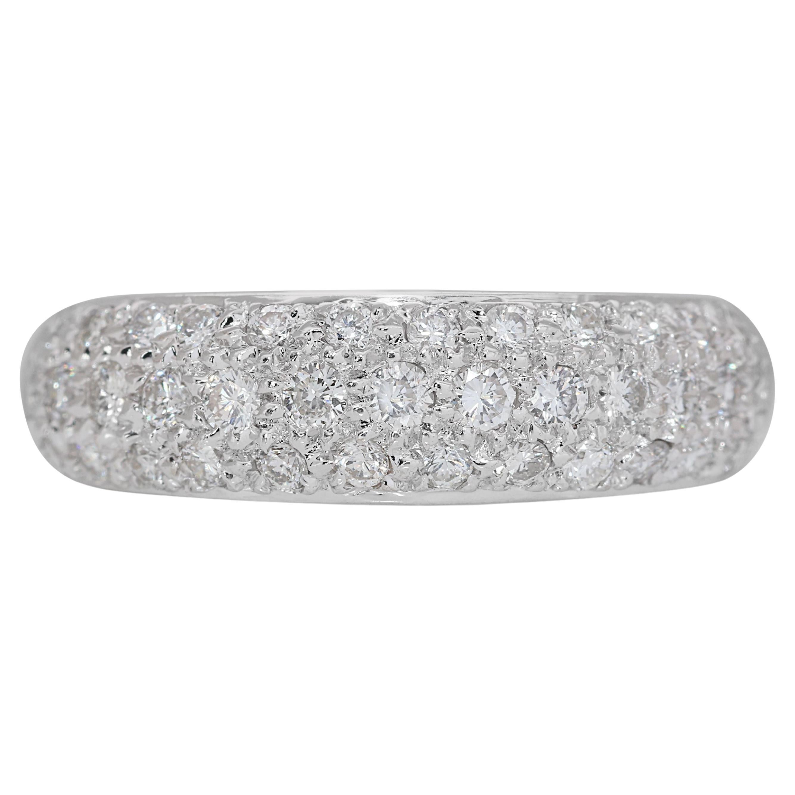 Sophisticated .76ct. Round Brilliant Pave Diamond Ring For Sale