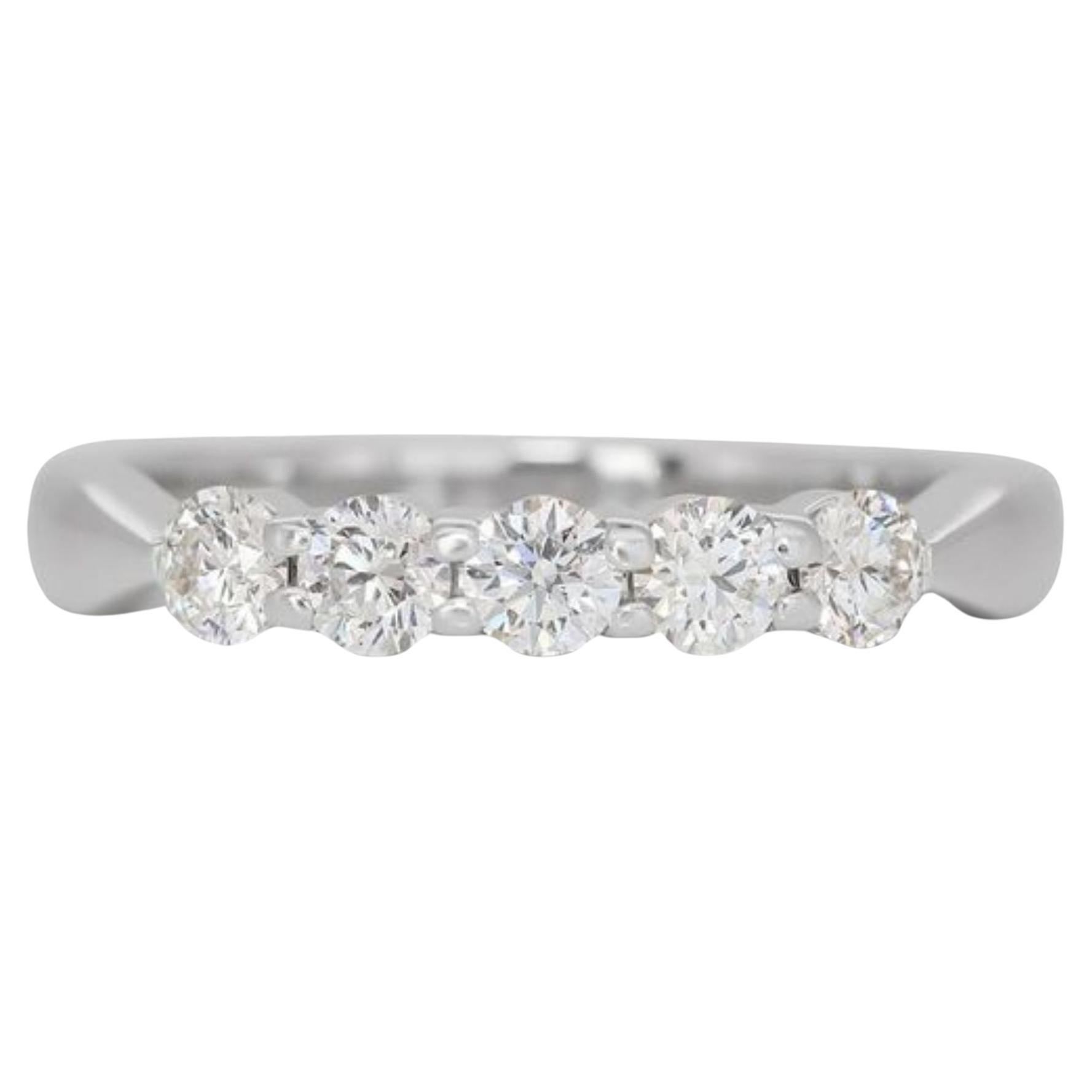 Elegant 18k White Gold 5 Stone Ring with 0.50 total carat of Natural Diamonds For Sale