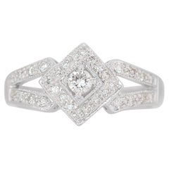 Dazzling 18k White Gold Pave Halo Ring with 0.29ct Natural Diamonds